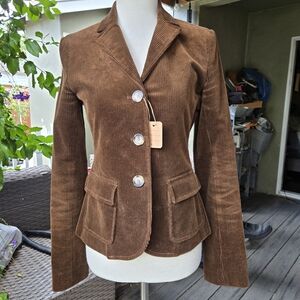 Theory Brown Corduroy Blazer – Size 2, Made in USA